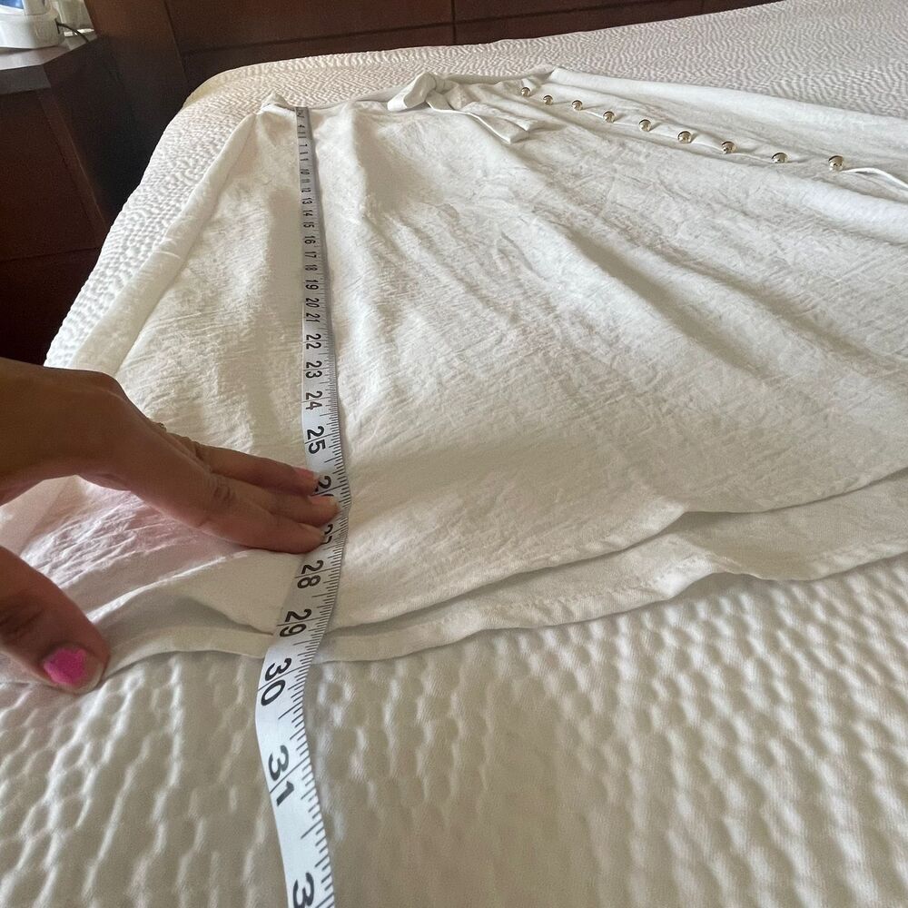 NYCC Women's White Midi Long Button Elastic Waist Tie Front Skirt Size S - Picture 5 of 7